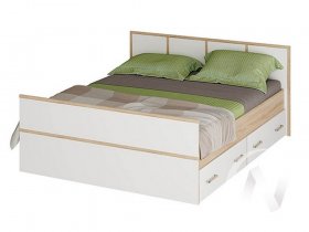 Двуспальная кровать 1,4м Сакура (дуб сонома/белый) в Барышево - baryshevo.mebel-nsk.ru | фото