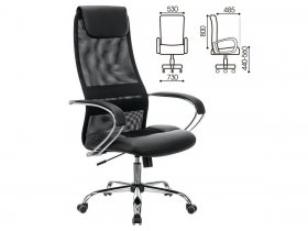 Кресло офисное BRABIX PREMIUM Stalker EX-608 CH, хром, ткань-сетка/кожзам, черное в Барышево - baryshevo.mebel-nsk.ru | фото