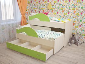 Кровать детская двухуровневая Радуга 80*160 в Барышево - baryshevo.mebel-nsk.ru | фото
