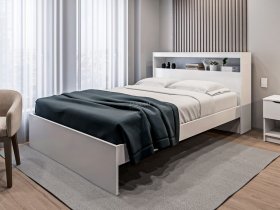 Кровать двуспальная 1,6м Бруклин СБ-3356 (белый) в Барышево - baryshevo.mebel-nsk.ru | фото