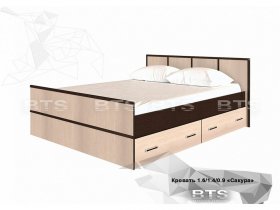 Кровать двуспальная с ящиками 1,4м Сакура (BTS) в Барышево - baryshevo.mebel-nsk.ru | фото