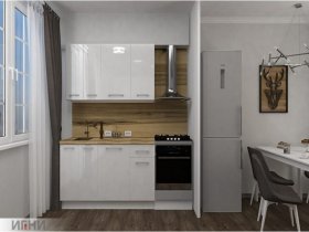 Кухонный гарнитур МДФ Выгодно и точка 1,5 м (белый глянец) в Барышево - baryshevo.mebel-nsk.ru | фото