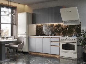 Кухонный гарнитур Ника 1,6 м (графит/серый софт) в Барышево - baryshevo.mebel-nsk.ru | фото