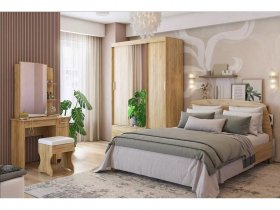 Модульная спальня Виктория-1 (дуб крафт золотой) в Барышево - baryshevo.mebel-nsk.ru | фото