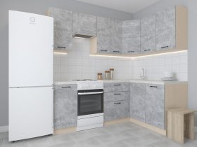 Модульная угловая кухня 1,4м*2,1м Лада (цемент) в Барышево - baryshevo.mebel-nsk.ru | фото